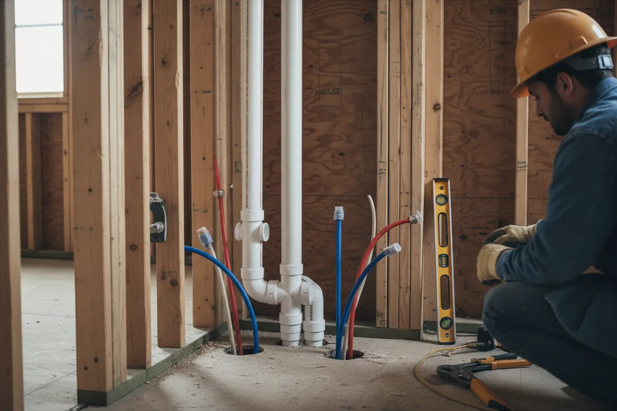Drain and supply rough-in during Drain Cleaning in North Ridgeville
