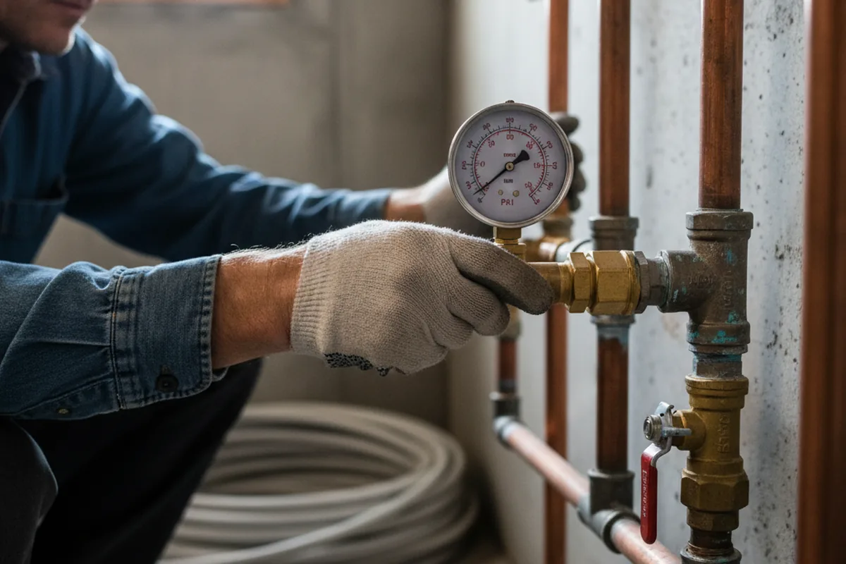 Pressure testing a repaired line during Water Line Repair in North Ridgeville